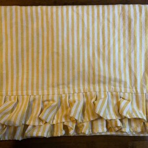 Set of 7 Yellow Stripe Ruffle Table Runner 16x92